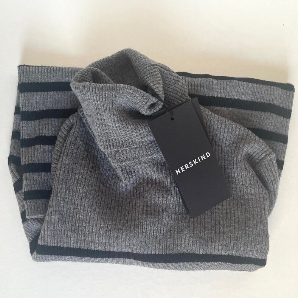 Birgitte Herskind Bob Gray Striped Merino Wool Turtleneck Sweater Sz Small - Picture 6 of 7